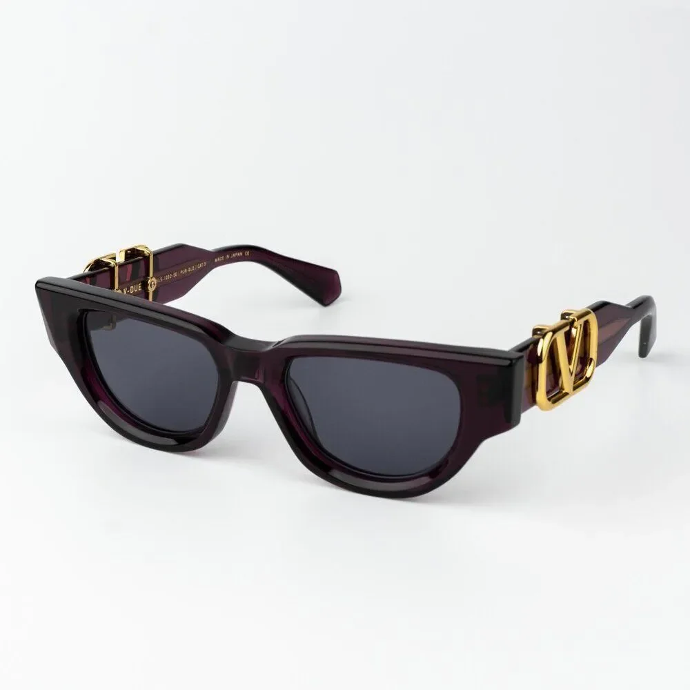 Valentino Men Sunglasses Crystal Purple Grey Cat Eye V - DUE VLS-103D-50